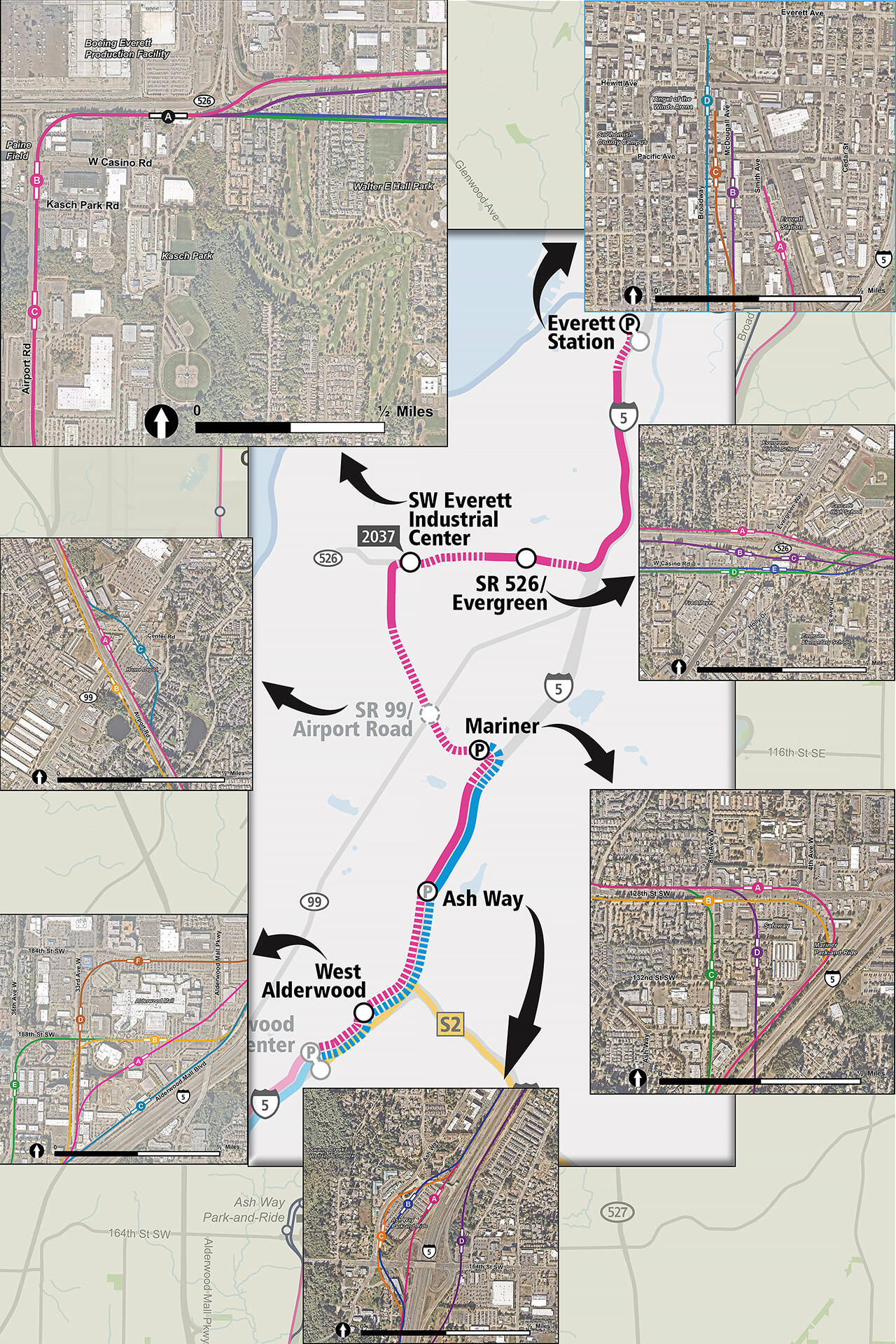 The Everett Link Extension will add 16 miles of light rail and six new stations connecting Snohomish County residents to the regional light rail network. (Sound Transit)