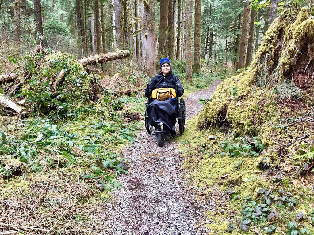 Jenny Schmitz on the Old Sauk Trail off the Mountain Loop Highway near Darrington. (Ted Bashor)
