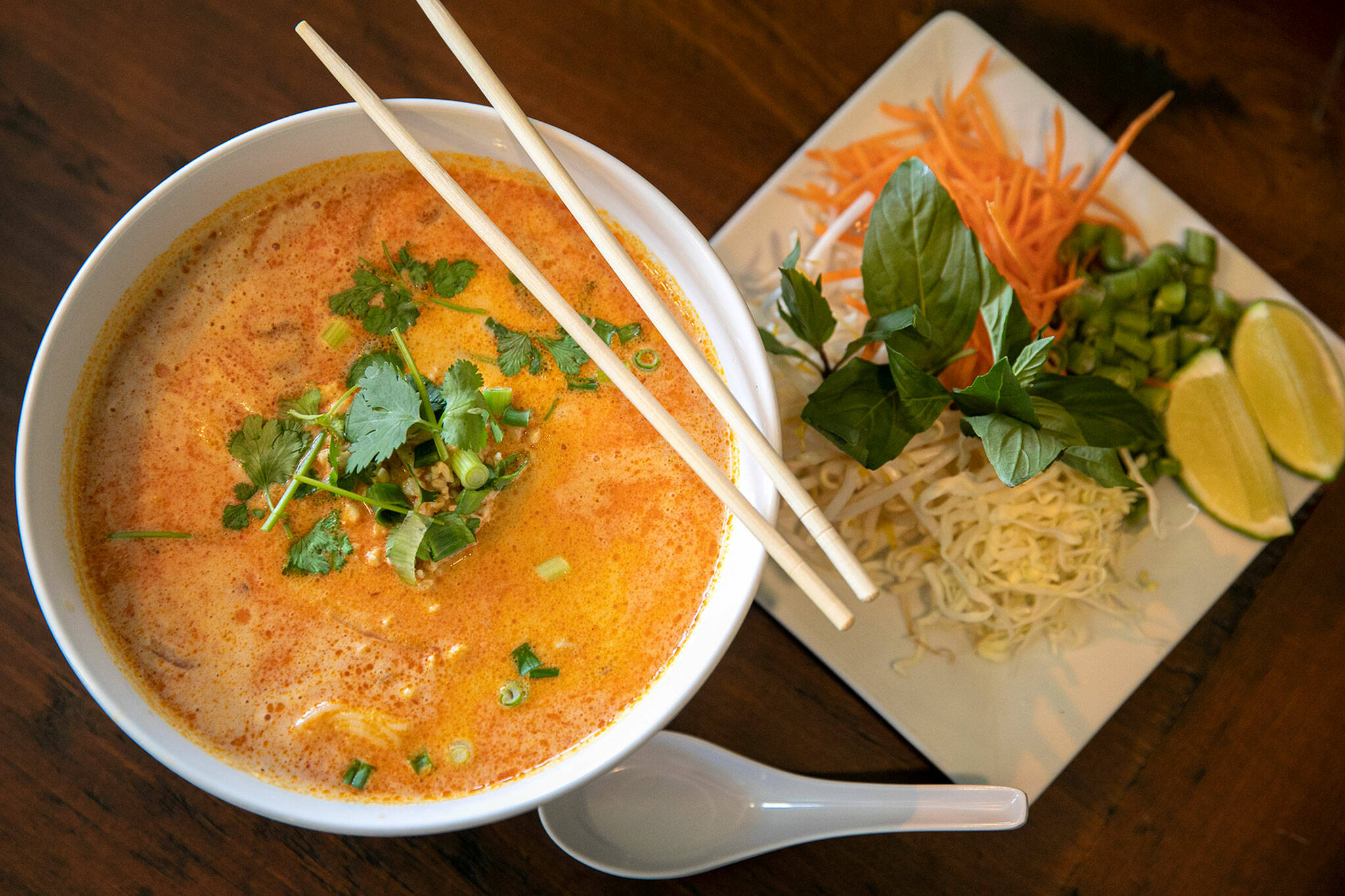 Khao poon katee at Thai on Main Street in Monroe. (Ryan Berry / The Herald)