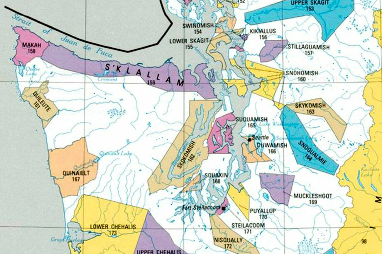 The historical lands of western Washington Native American tribes. (Library of Congress) 20220531