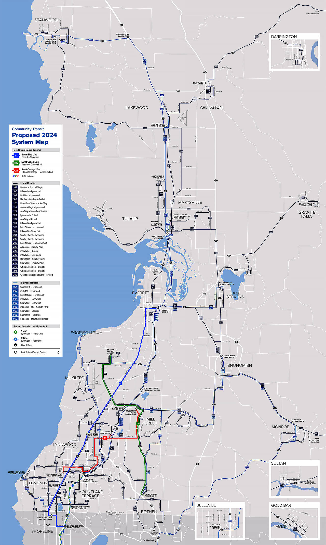 Community Transit’s proposed 2024 bus routes. (Community Transit)