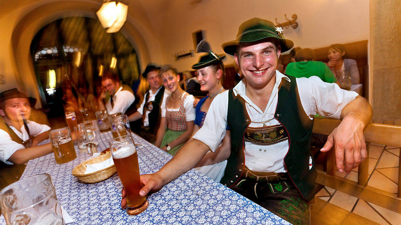 A typically convivial evening at a Bavarian beer hall.