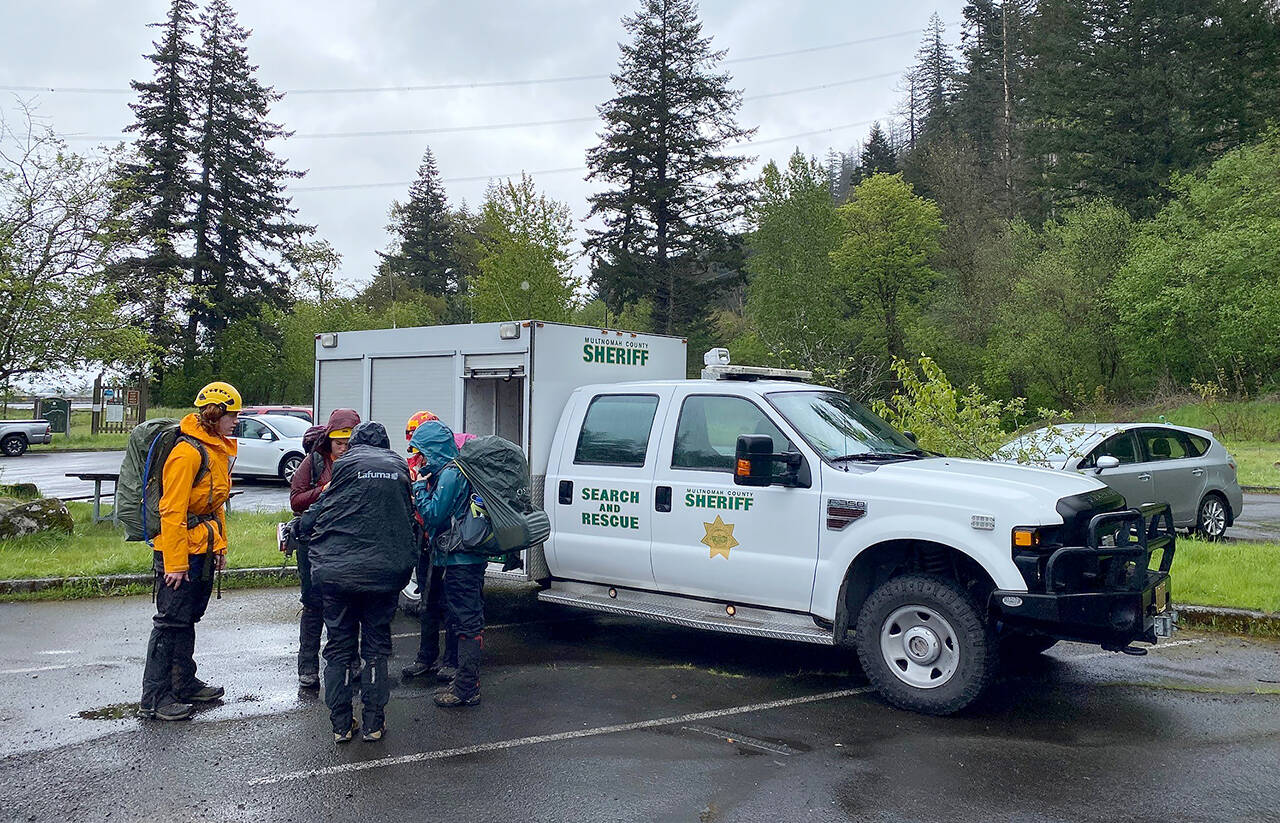 Crews rescued a hiker who sent up a smoke signal in the Columbia River Gorge on Monday. (Multnomah County Sheriff’s Office)