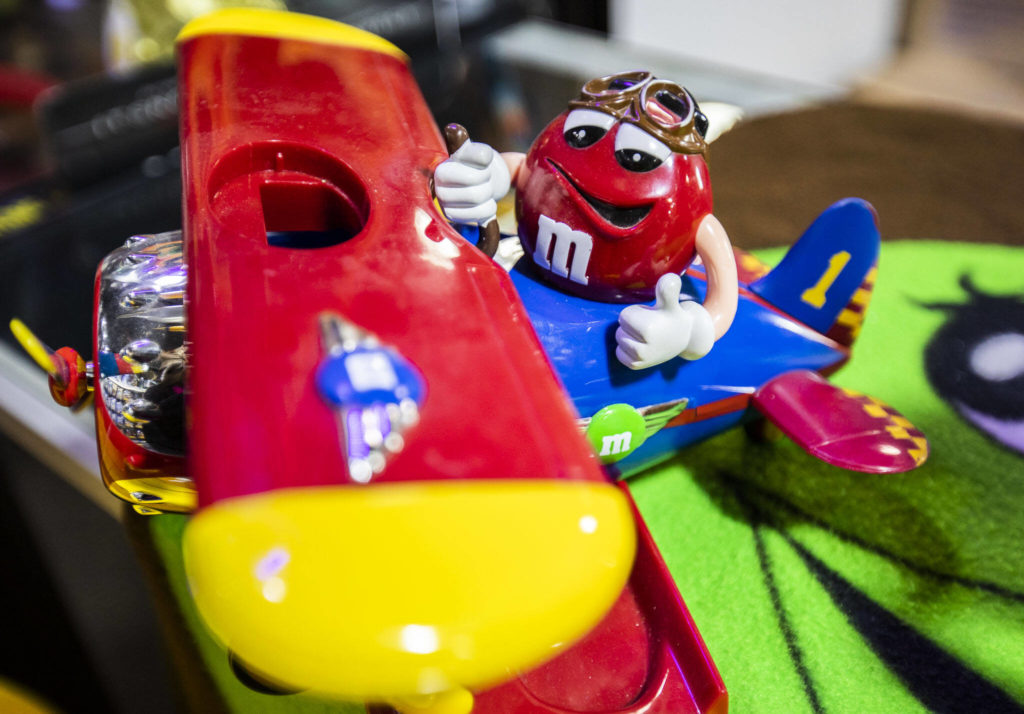 This M&M’s item is among many that will be available at BobaKhan Toys in Everett on Saturday. (Olivia Vanni / The Herald)
