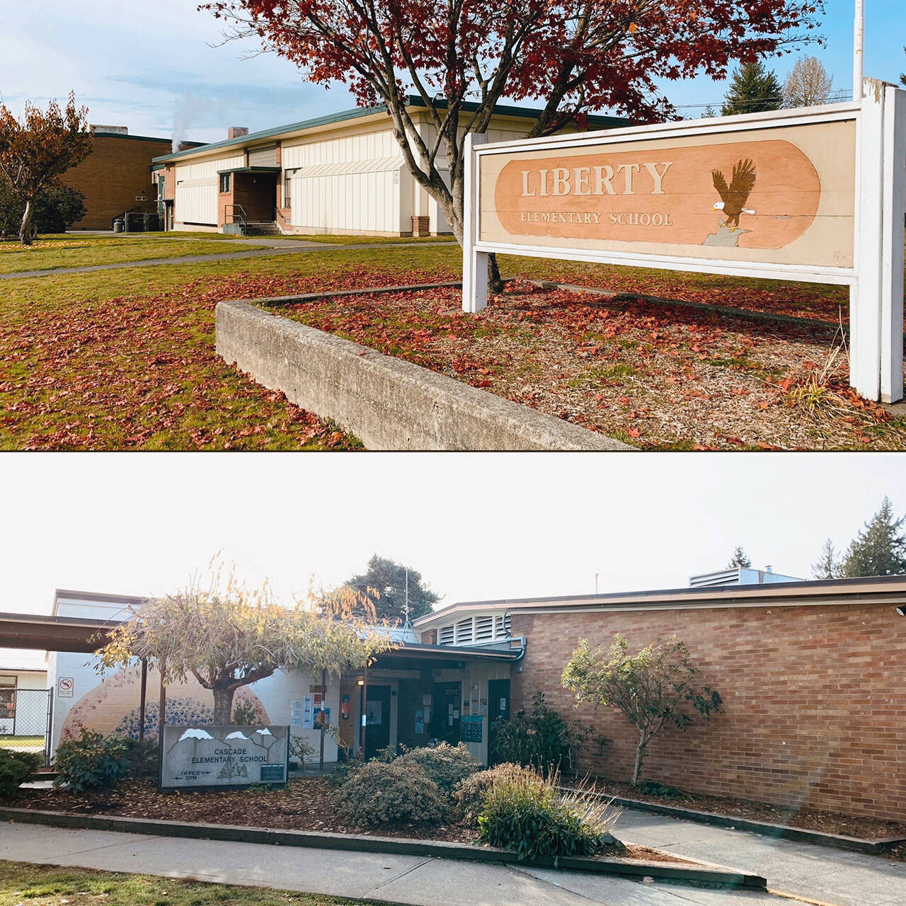 Liberty Elementary School (top) and Cascade Elementary School. (Marysville School District)