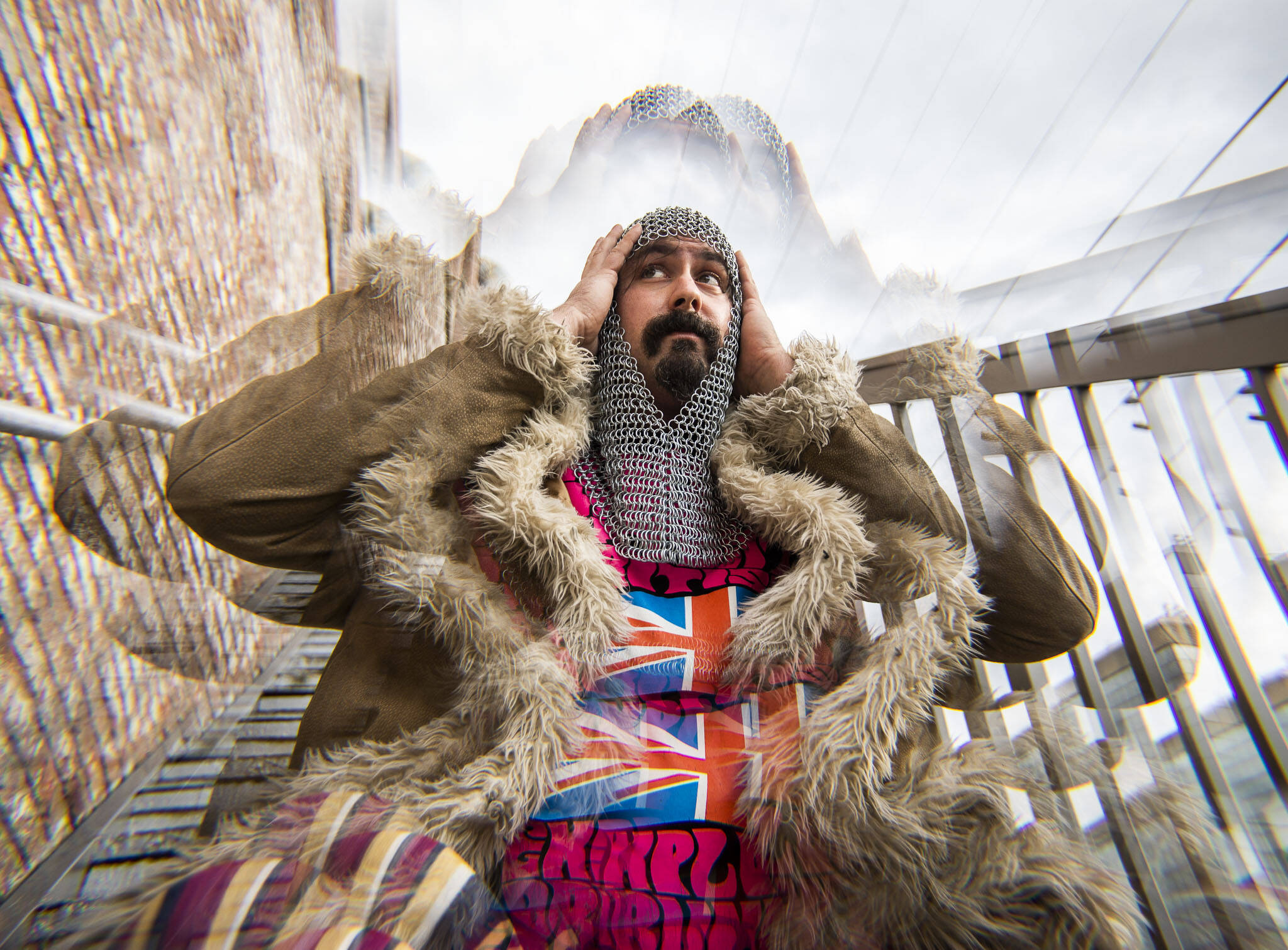 Jeremy DeBardi of Steel Beans in the nostalgic alleyway behind Tony V’s on May 17 in Everett. (Olivia Vanni / The Herald)