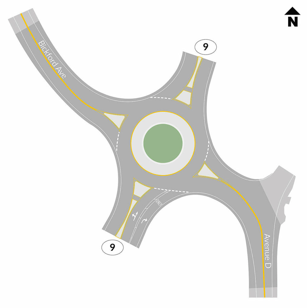 The Washington State Department of Transportation is building a roundabout at the intersection of Bickford Avenue and Highway 9. (WSDOT)

