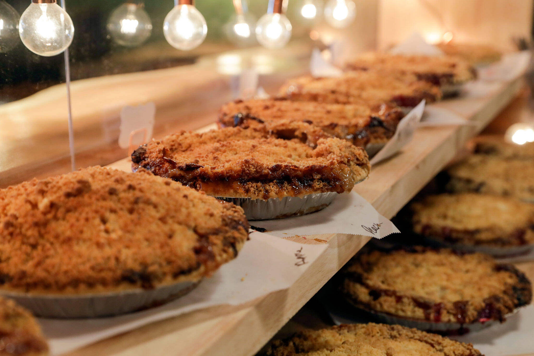 Pot pies and sweet pies await customers at the newly opened Pie Dive Bar in Snohomish. (Kevin Clark / The Herald)