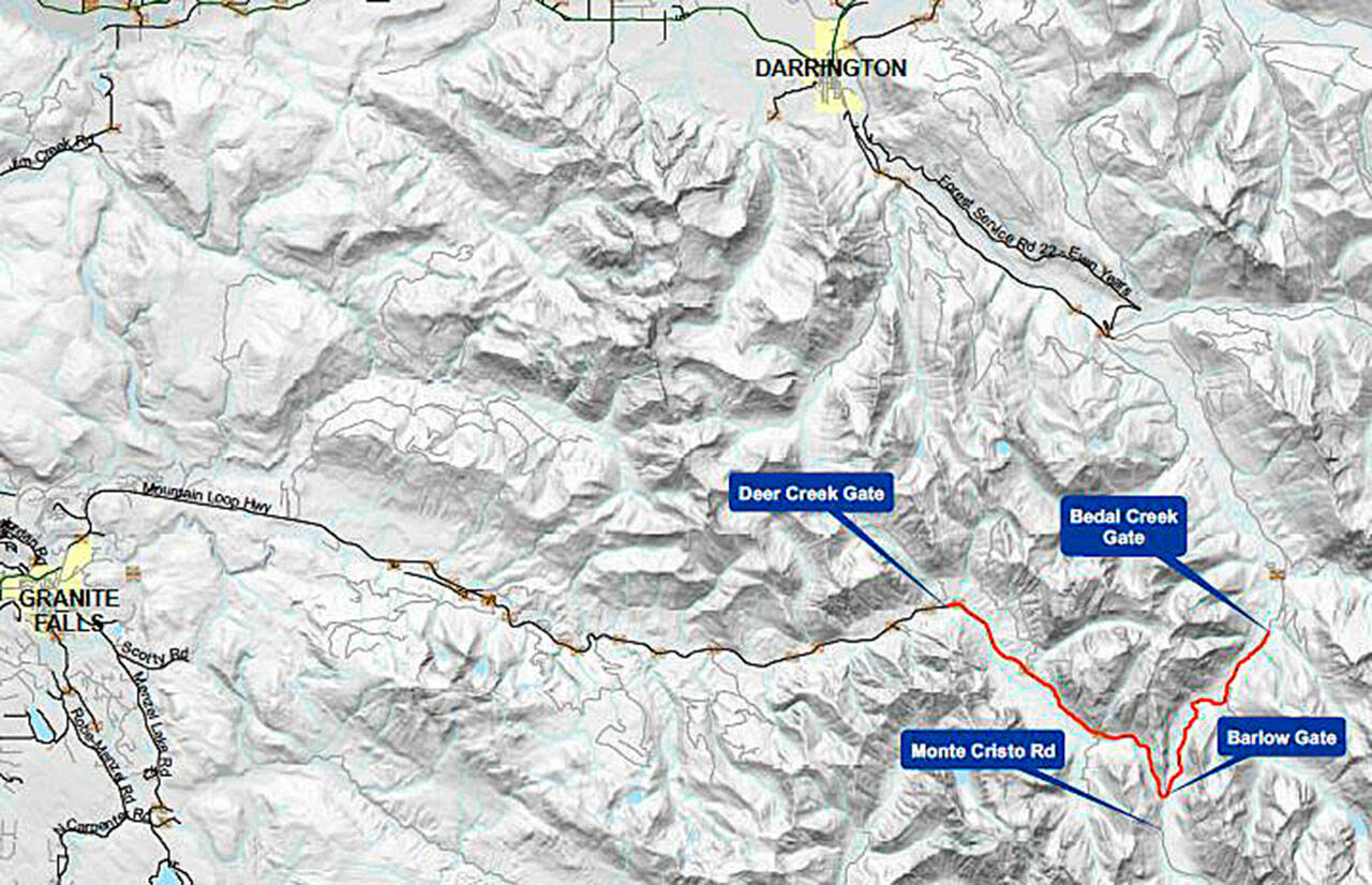 The Mountain Loop Highway between Darrington and Granite Falls remains closed beyond Barlow Pass. (Snohomish County)