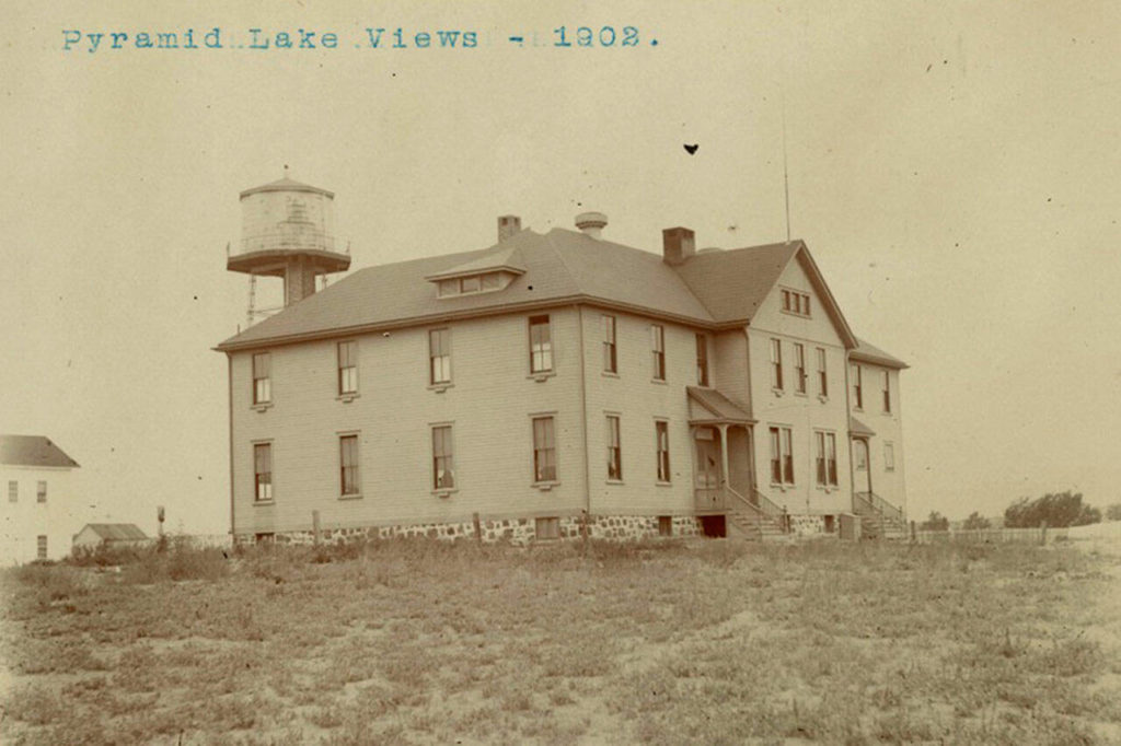 The government sent some Tulalip Indian School students across state lines to hospitals or larger boarding schools for Indigenous youth. Rosemary Fryberg was taken to the Pyramid Lake Sanatorium, pictured here in 1902. (Courtesy of the Wisconsin Historical Society)
