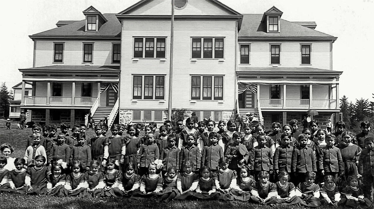 Indigenous children from around the Pacific Northwest were forced by the U.S. government to attend the Tulalip Indian School. (Tulalip Tribes Hibulb Cultural Center)
