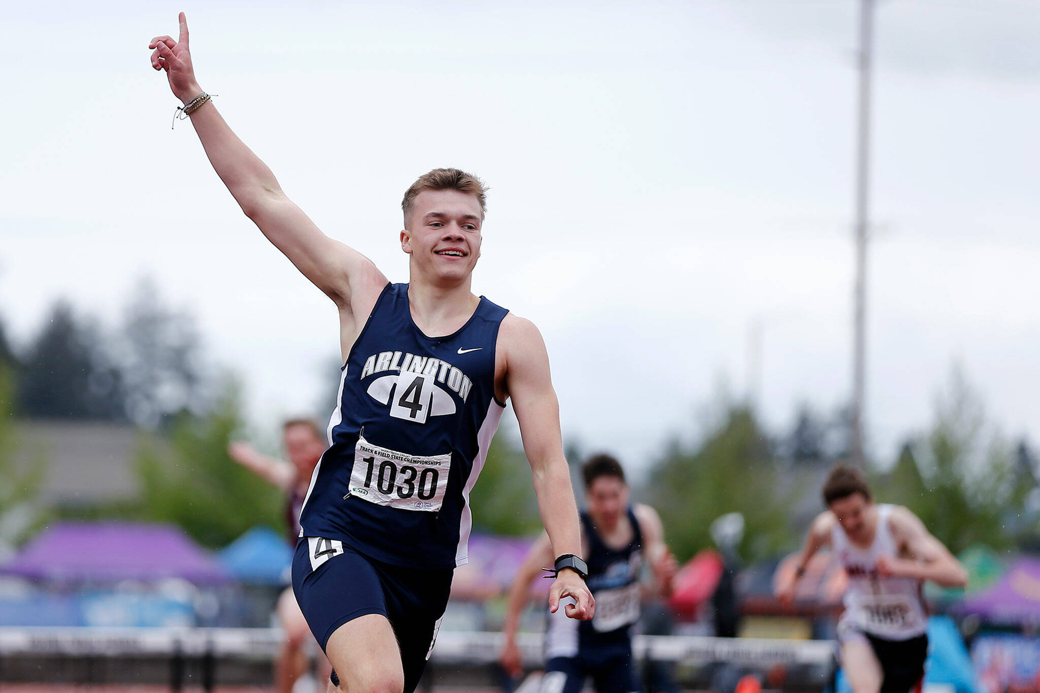 Arlington’s Parker Duskin earned all-league honors in multiple boys track and field events. (Ryan Berry / The Herald)