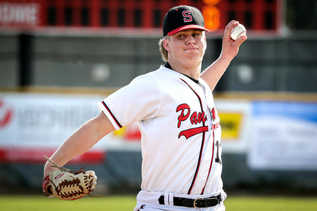 Snohomish’s Kale Hammer was named the Wesco 3A/2A North MVP in baseball. (Kevin Clark / The Herald)
