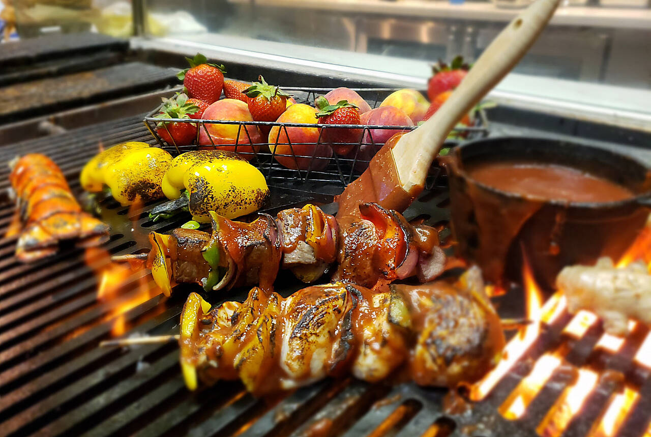 Brush summer BBQ sauce on summer grilled treats such as veggie-meat kabobs.