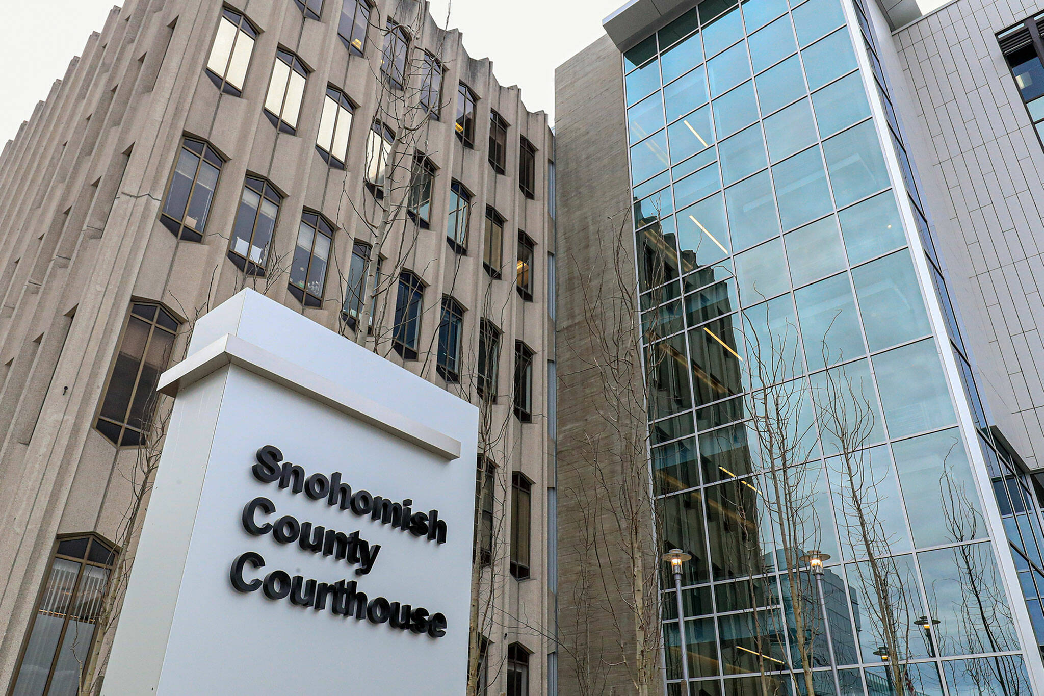 Snohomish County Superior Courthouse in Everett on February 8. (Kevin Clark / The Herald)