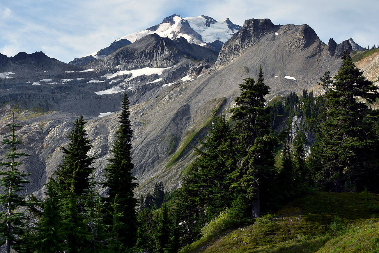 Glacier Peak, elevation 10,541 feet, in the Glacier Peak Wilderness of Mount Baker–Snoqualmie National Forest in Snohomish County, Washington. (Caleb Hutton / The Herald) 2019