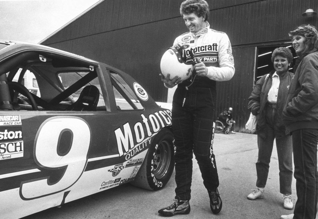 NASCAR legend Bill Elliott gets ready for a practice run at Evergreen Speedway. (Tom Reese / The Herald)
