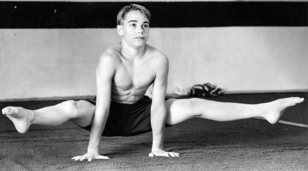 Mill Creek’s Brett McClure practices part of the gymnastic floor exercise in which be competed at nationals in Augusta, Georgia. McClure went on to represent the U.S. at the Olympics. (Elizabeth Armstrong / The Herald)

