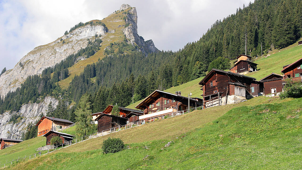 Gimmelwald, built in an avalanche zone, yet specializing in alpine tranquility.