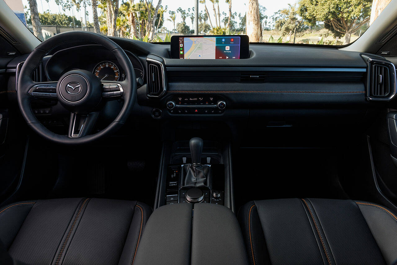 A 10.2-inch infotainment system is standard on every 2023 Mazda CX-50 except the base model, whose screen is 8.8 inches.