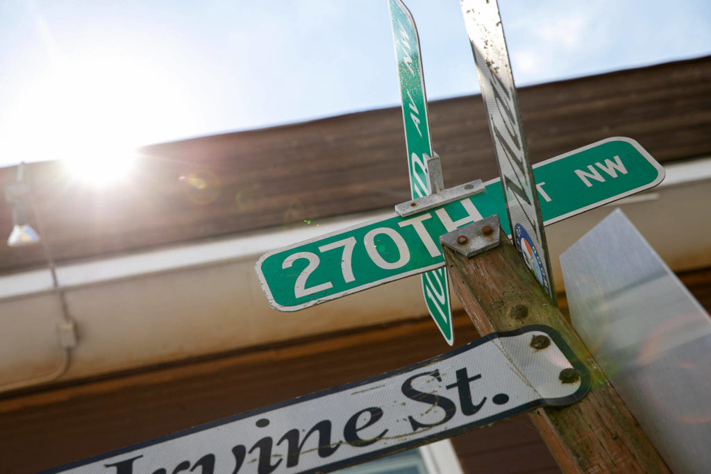 270th Street, which is part of a redevelopment plan, is seen on Friday, in Stanwood. (Ryan Berry / The Herald) 
