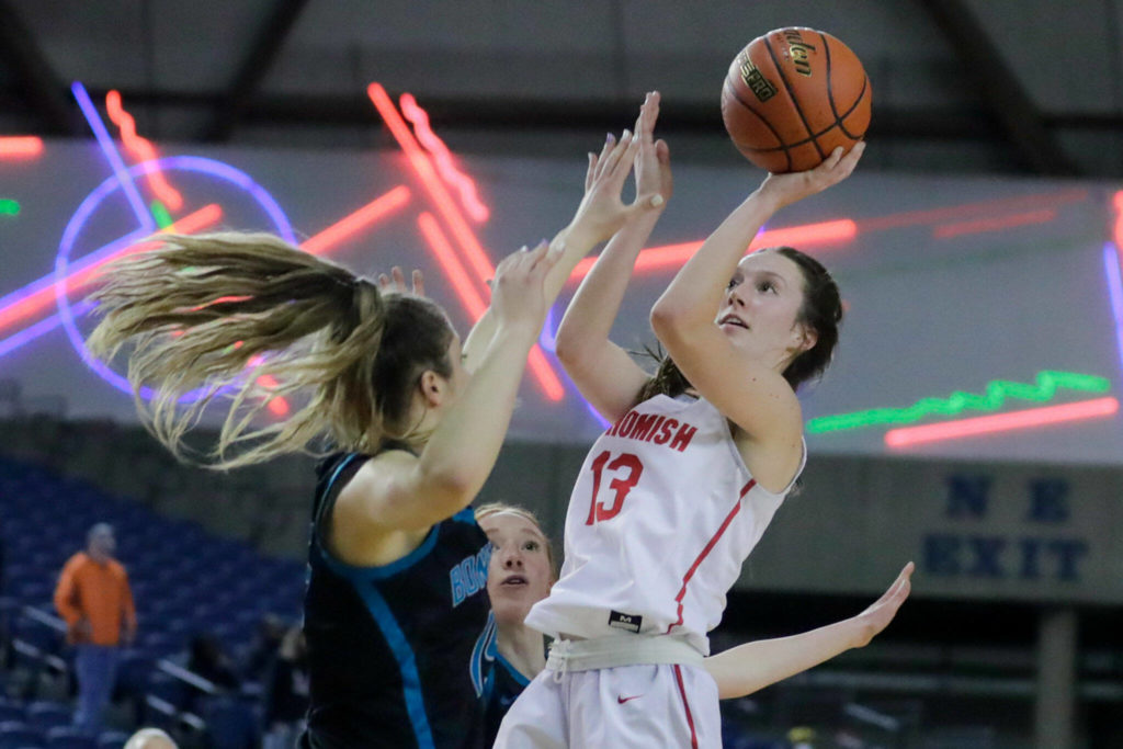 Ella Gallatin led Snohomish girls basketball to another top-four state trophy. (Kevin Clark / The Herald)
