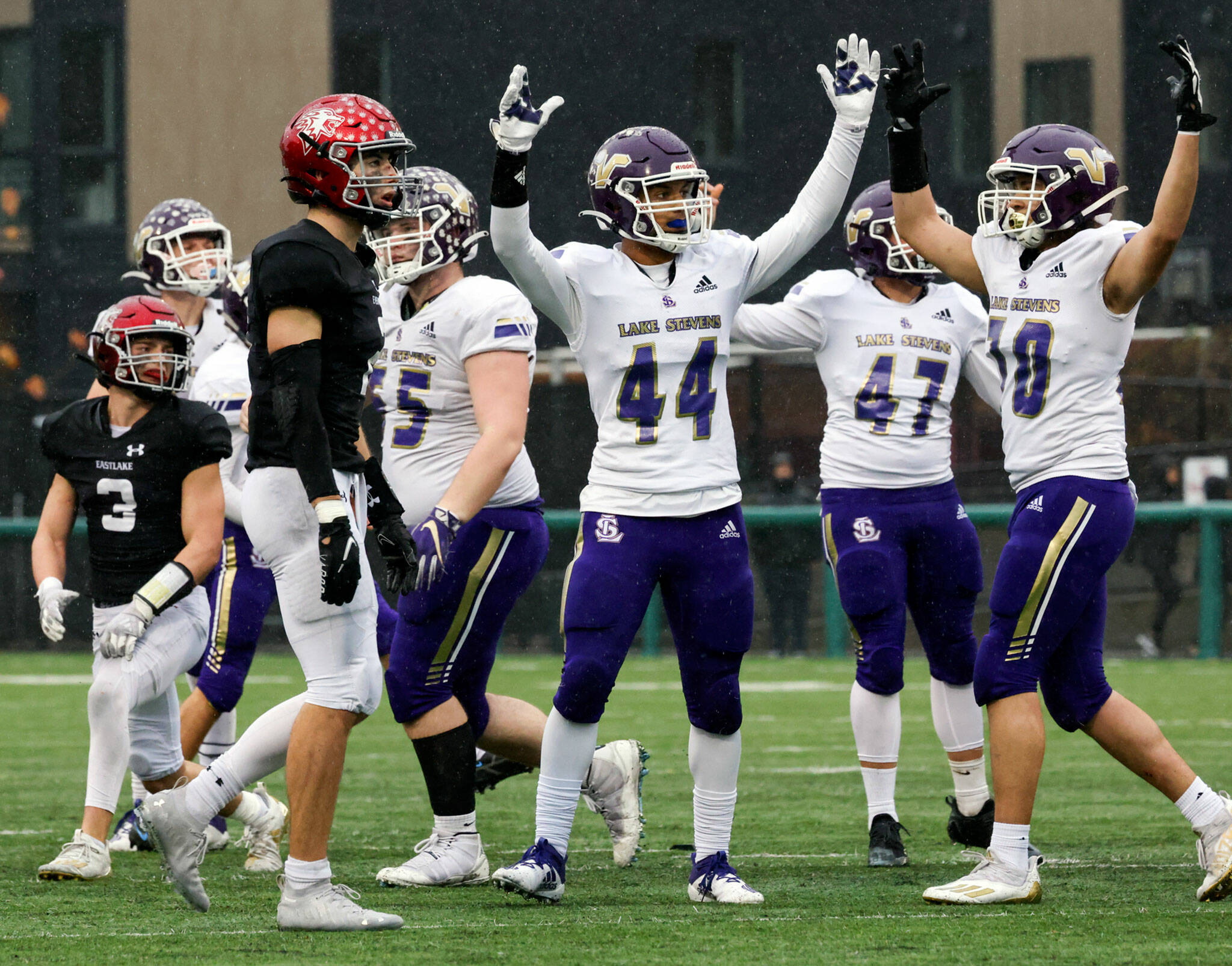 The Lake Stevens football team’s run to the 4A state championship game was part of a success-filled year for Vikings sports. (Andy Bronson / The Herald)