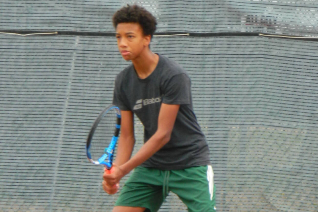 Edmonds-Woodway sophomore Steven Anderson plays during the Snohomish Summer Smash tennis tournament last week at Snohomish High School. (Photo courtesy of Kraig Norris)