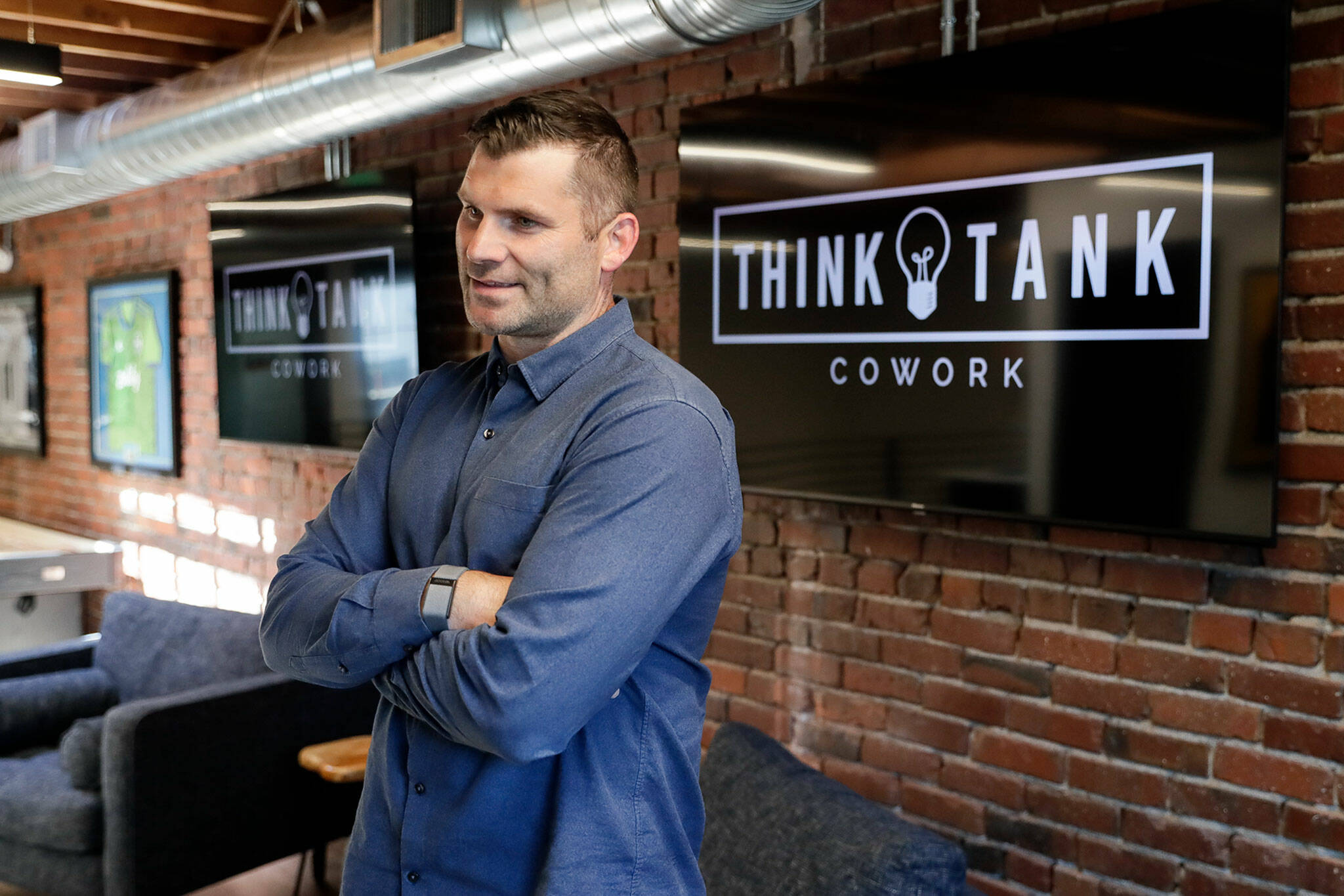 Shane Kidwell, CEO and founder, of Think Tank Cowork on Tuesday afternoon in Everett, Washington on July 19, 2022. (Kevin Clark / The Herald)