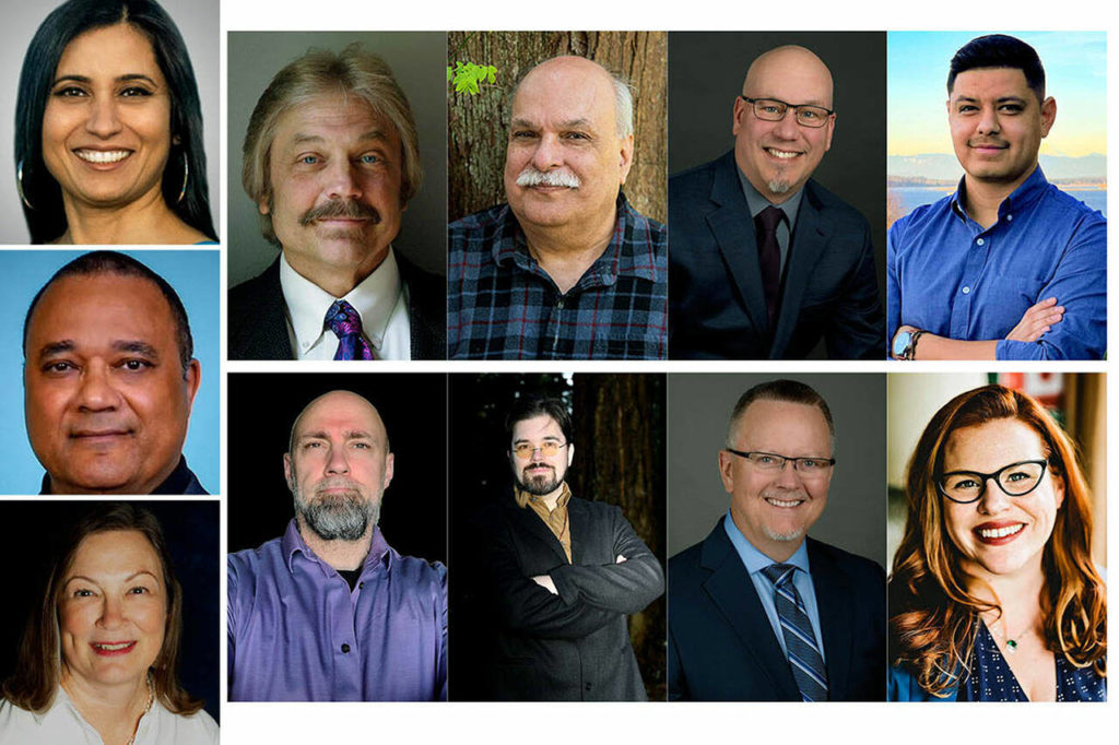 Top row: Anita Azariah (left), Bert Johnson, Daryl Williams, Gary Kemp and Julio Cortes. Middle row: Bernard Moody. Bottom row: June Robinson (left), Christopher D. Elliott, David Wiley, Mark James and Mary Fosse.
