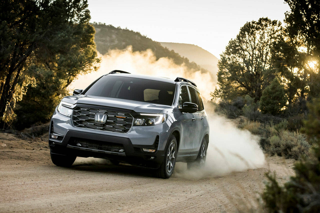 The TrailSport’s unique grille distinguishes it from other 2022 Honda Passport models. (Honda)