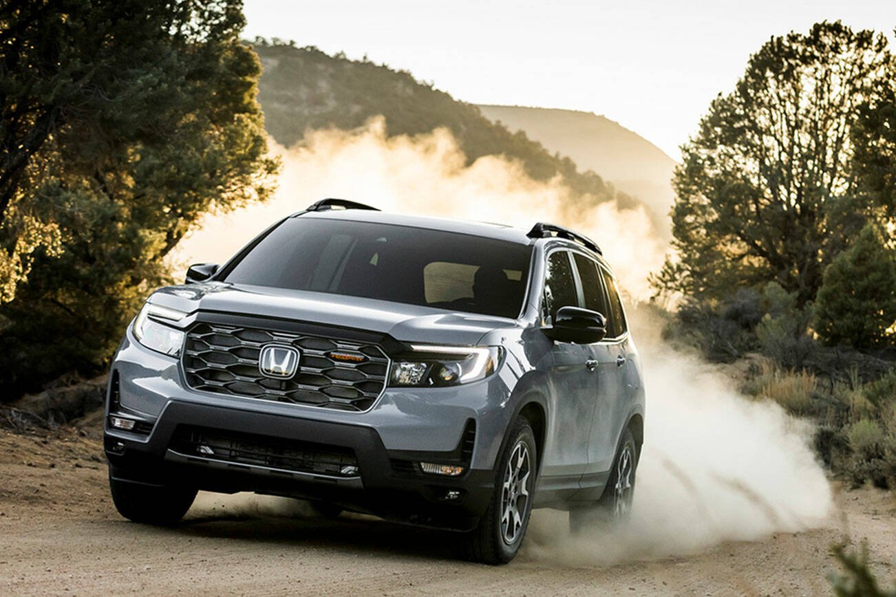 The TrailSport’s unique grille distinguishes it from other 2022 Honda Passport models. (Honda)
