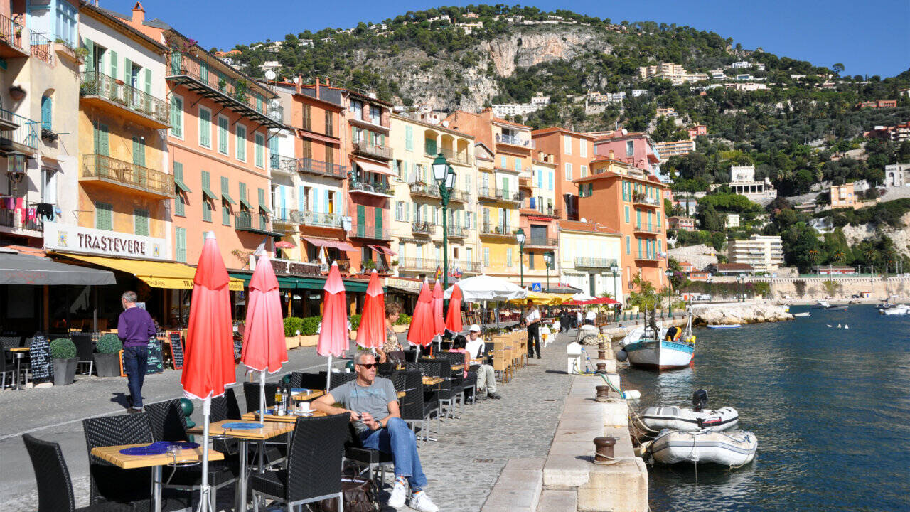 Hilly Villefranche, on the French Riviera, is a cascade of splashy colors.