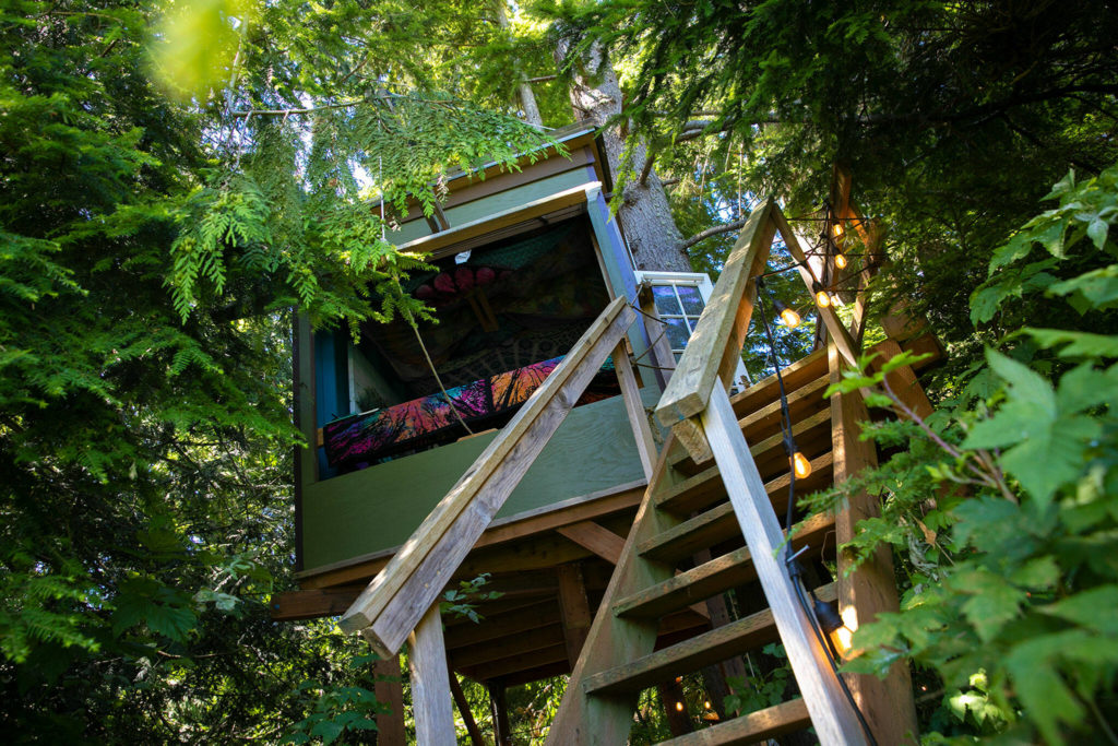 The treehouse BB sits on 4 acres of land northwest of Sultan. (Ryan Berry / The Herald)
