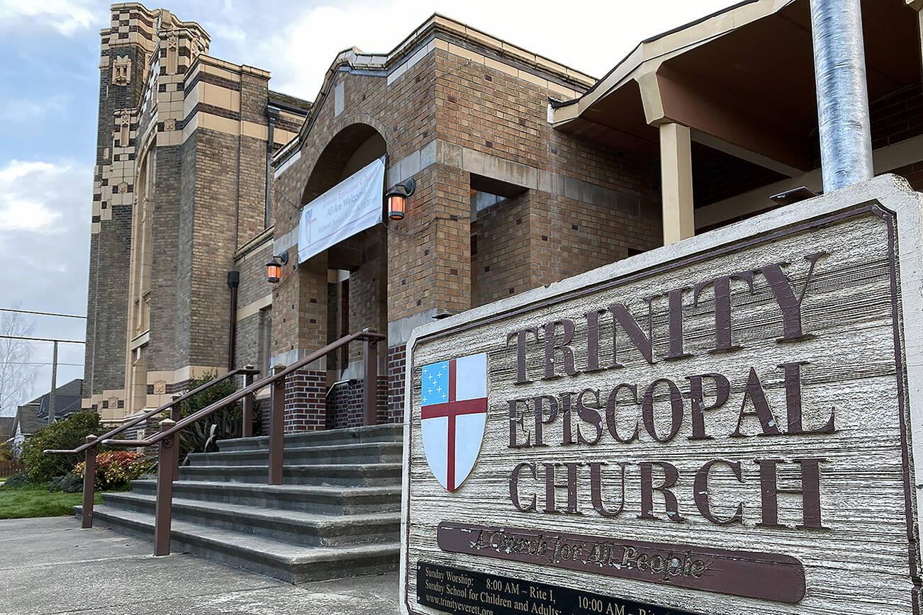 Rev. Rachel Taber-Hamilton from Trinity Episcopal Church in Everett is asking parishioners to stay home if they don’t feel well. (Sue Misao / The Herald)