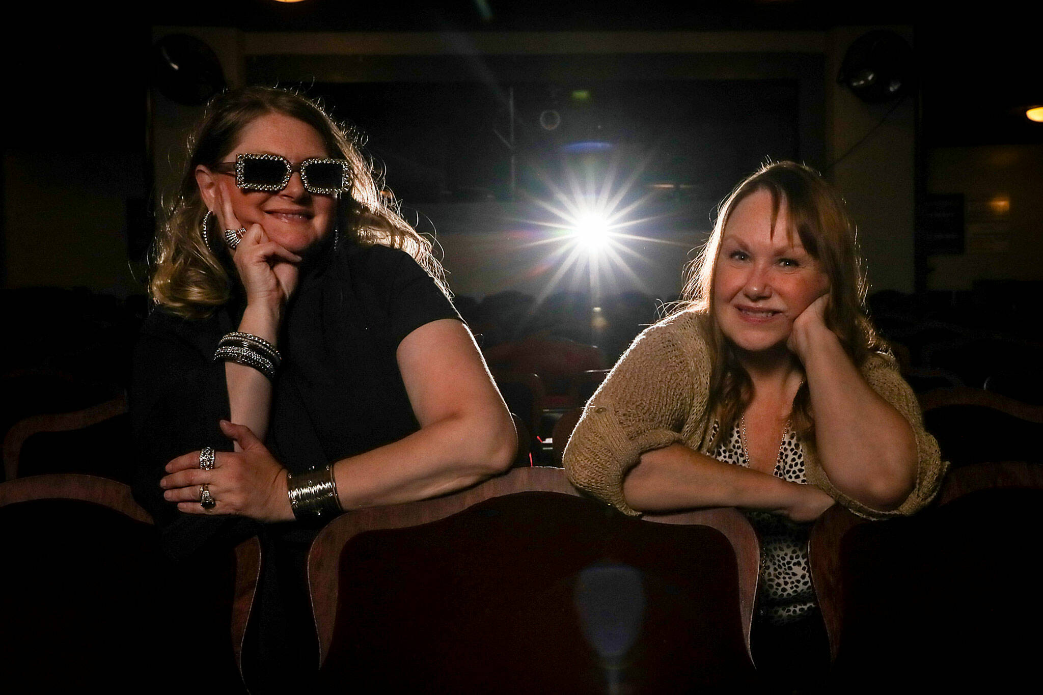 Kristina Morris and Mindy Woods are organizing a benefit concert for housing and homelessness service organizations at the Historic Everett Theatre on be September 18, 2022. Photographed in Everett, Washington on August 2, 2022. (Kevin Clark / The Herald)
