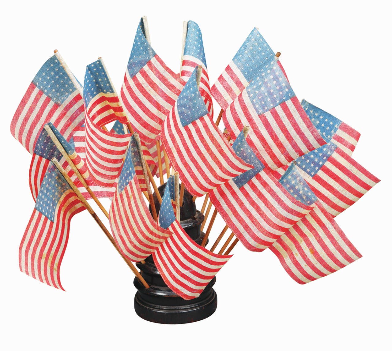Labor Day celebrates American workers with picnics, parades and patriotic decorations. Past parade spectators may have carried flags like these.