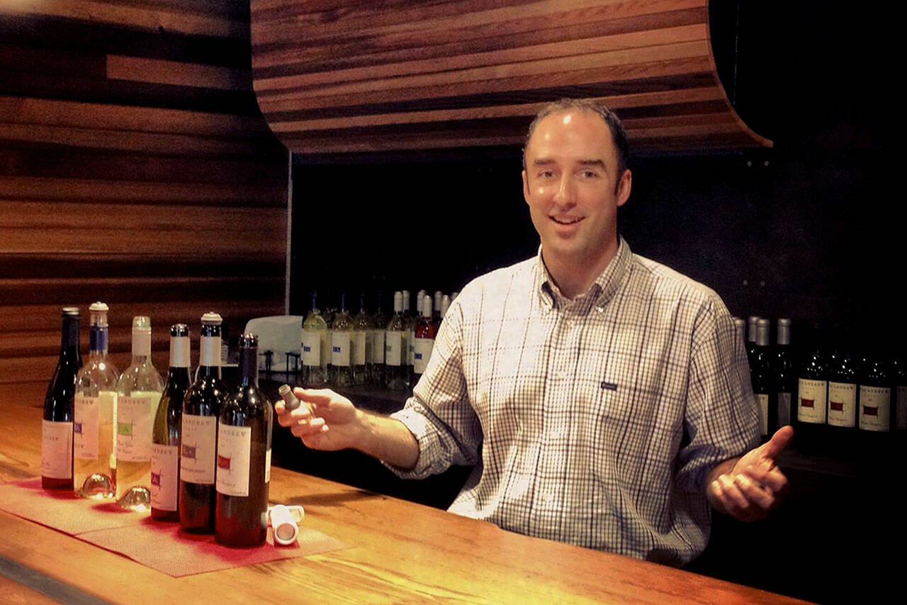 Ross Andrew Mickel shows off the new tasting bar at Ross Andrew Winery in 2013. (Ross Andrew Winery via Facebook)