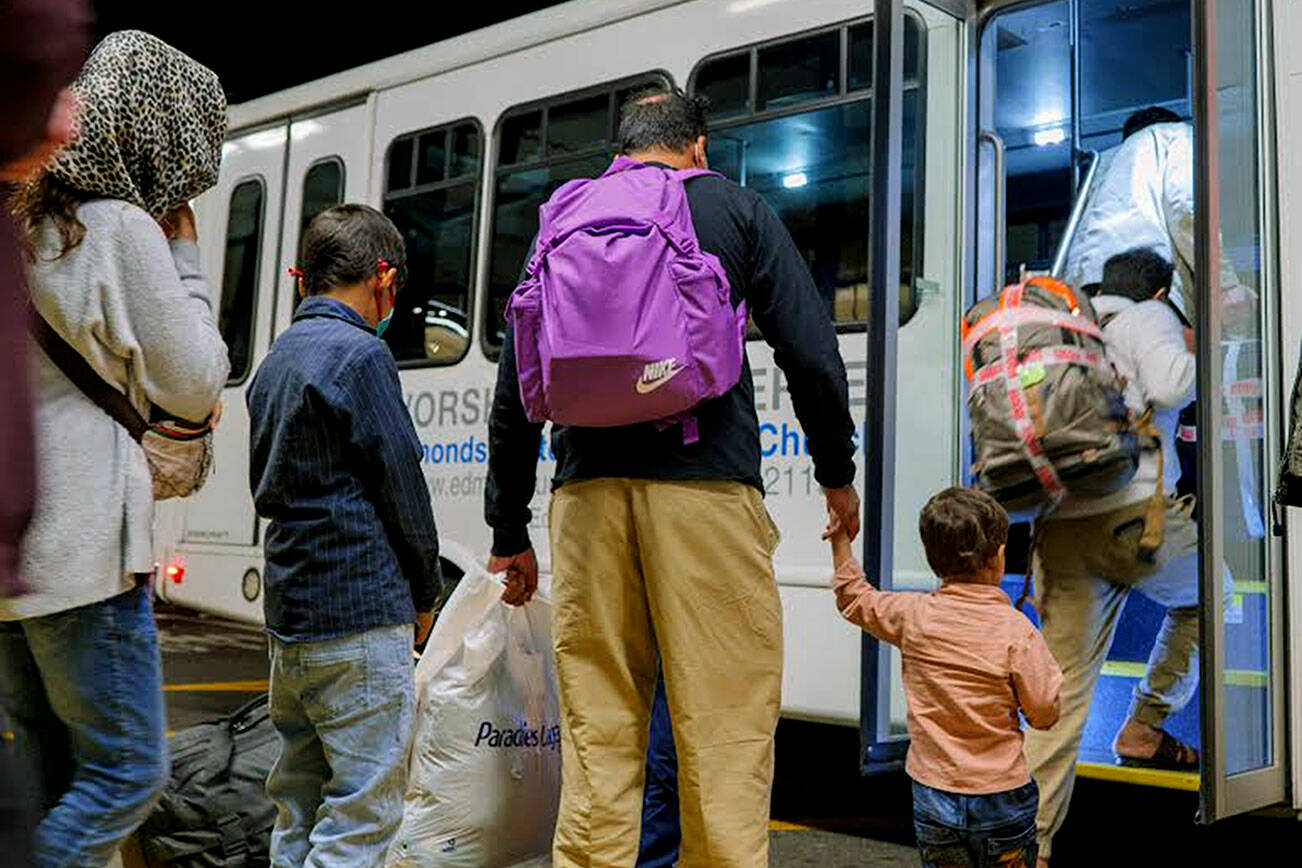 Ahadi family arriving in Washington on Oct. 22, 2021. (photo courtesy of Lutheran Community Services Northwest)