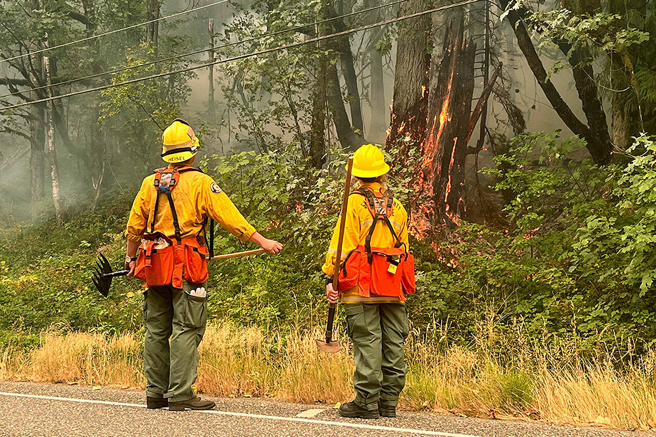 Authorities on Sunday continued to fight the Bolt Creek wildfire Monday near U.S. 2. (Peter Mongillo / Snohomish County Regional Fire and Rescue)