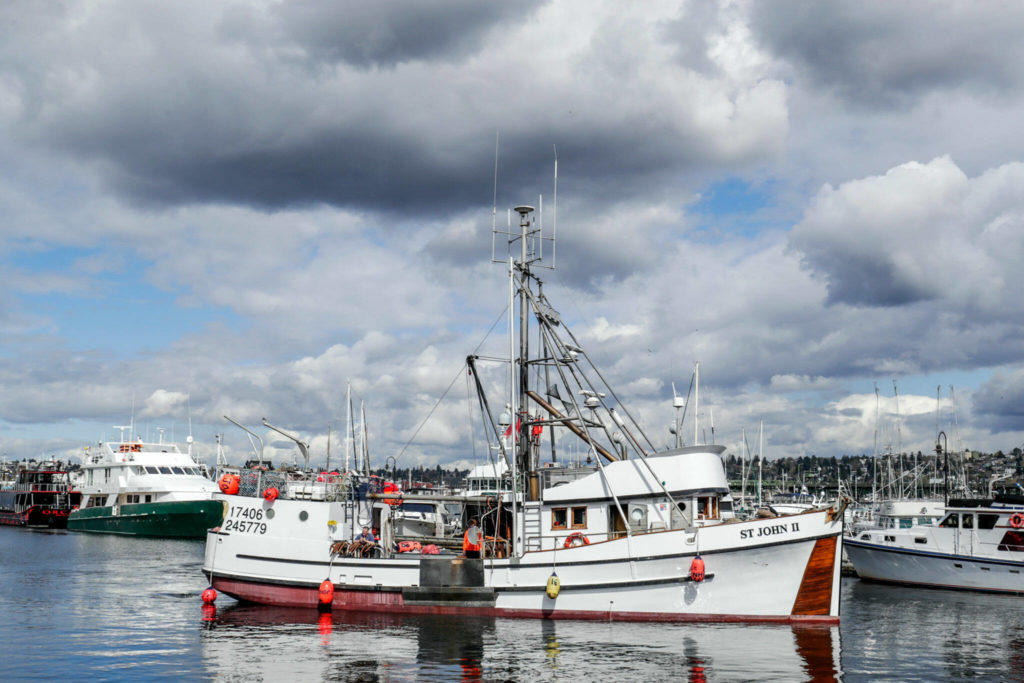 The St. John II at Fishermen’s Terminal in Seattle on March 31. (Kevin Clark / The Herald)
