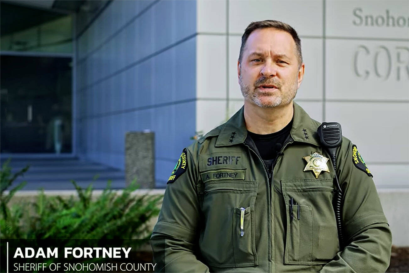 Snohomish County Sheriff Adam Fortney in a video decries an erosion of public safety and increase in brazen criminal behavior. (Screenshot)