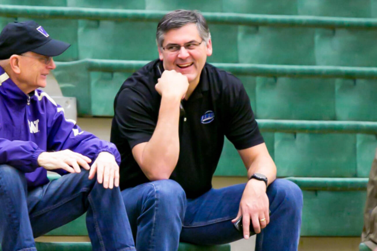 Robert Polk (right) served as the Everett School District’s athletic director from 2004-2021. (Photo provided by Snohomish County Sports Hall of Fame)