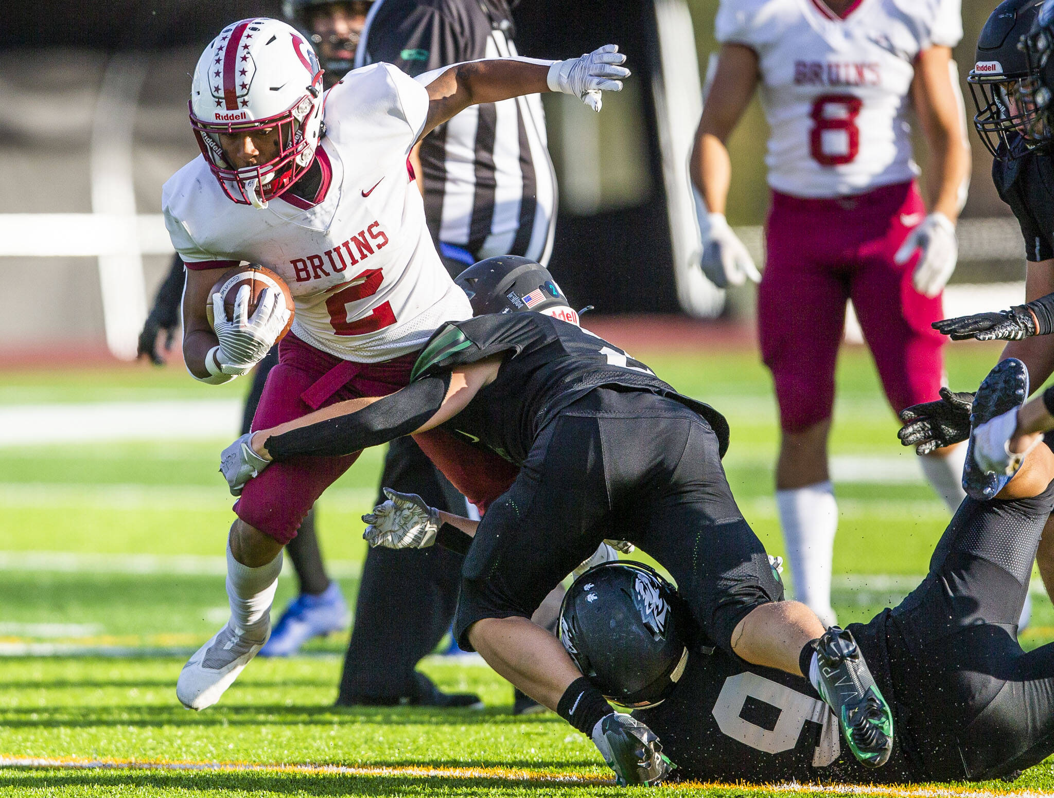 Julian Thomas had another big game on the ground as Cascade remained unbeaten and cruised past Jackson for a 55-21 win Friday night at Everett Memorial Stadium. (Olivia Vanni / The Herald)