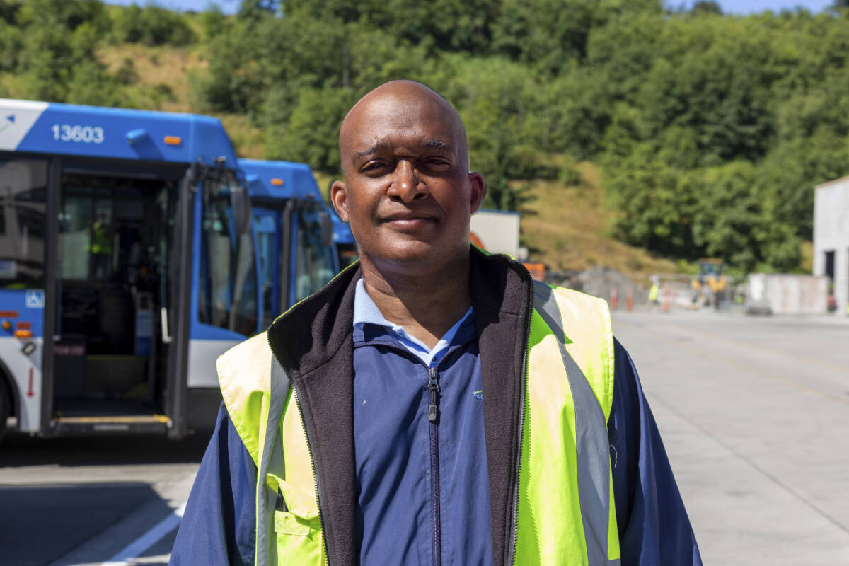 Coach Operator Robert Gaines says he’s had a rewarding experience transitioning to a career as a bus driver for Community Transit. Photo courtesy Community Transit