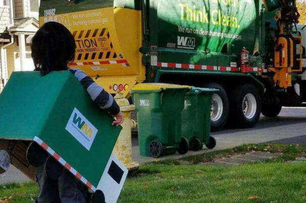 Making your own WM truck costume takes only a few supplies and can be recycled when you’re done with it. (Courtesy Waste Management)