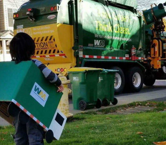Making your own WM truck costume takes only a few supplies and can be recycled when you’re done with it. (Courtesy Waste Management)