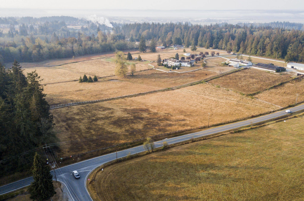 A south view of the proposed site for a new mental health treatment center on Thursday near 300th Street NW and 80th Avenue NW north of Stanwoood. (Olivia Vanni / The Herald)
