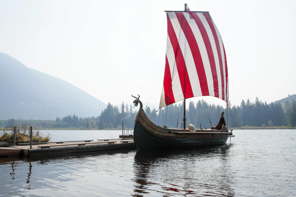 The Osa sails in the waters of Lake Riley at the Sons of Norway Normanna Park camp. (Kevin Clark / The Herald)
