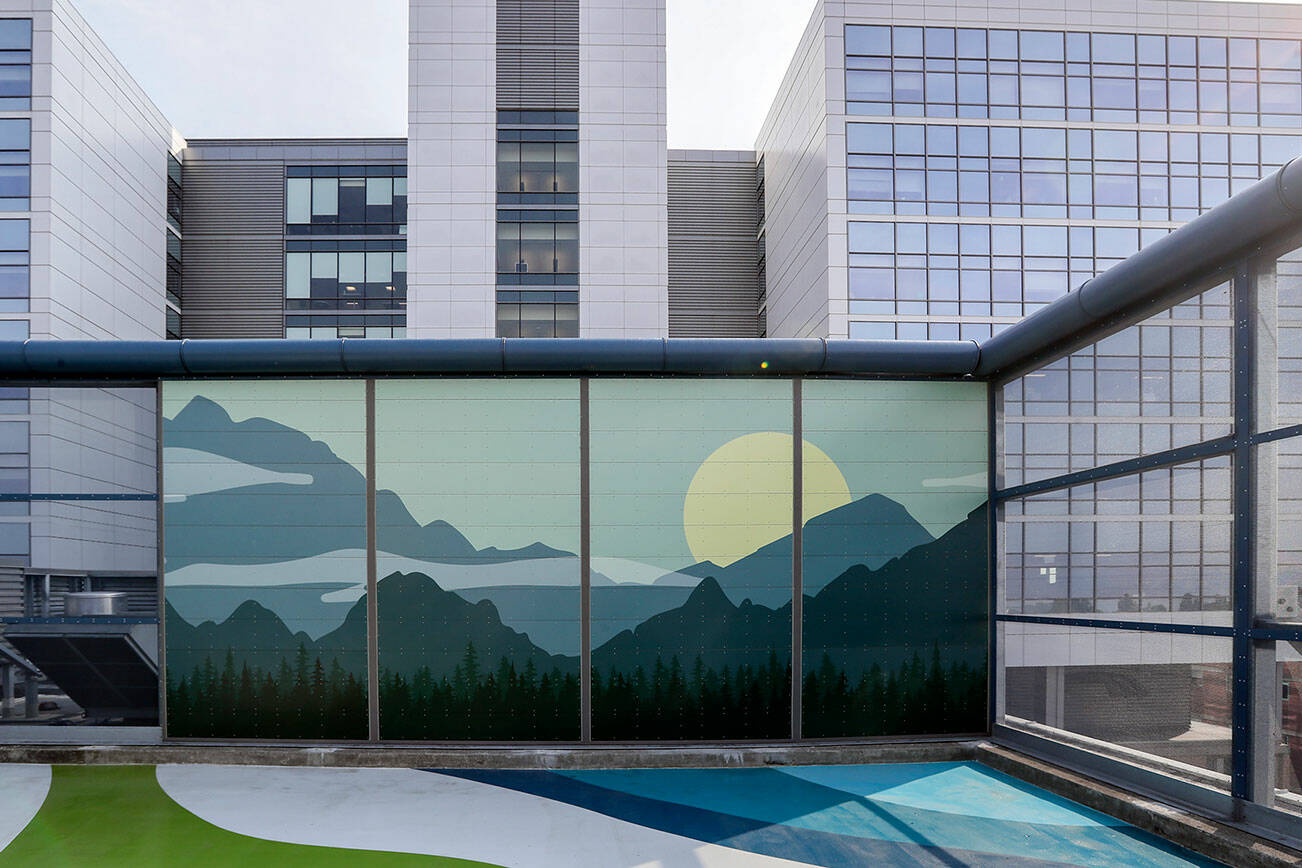 The newly opened outdoor mental health patio on the roof of the Providence Medical Center in Everett, Washington on October 7, 2022.  (Kevin Clark / The Herald)